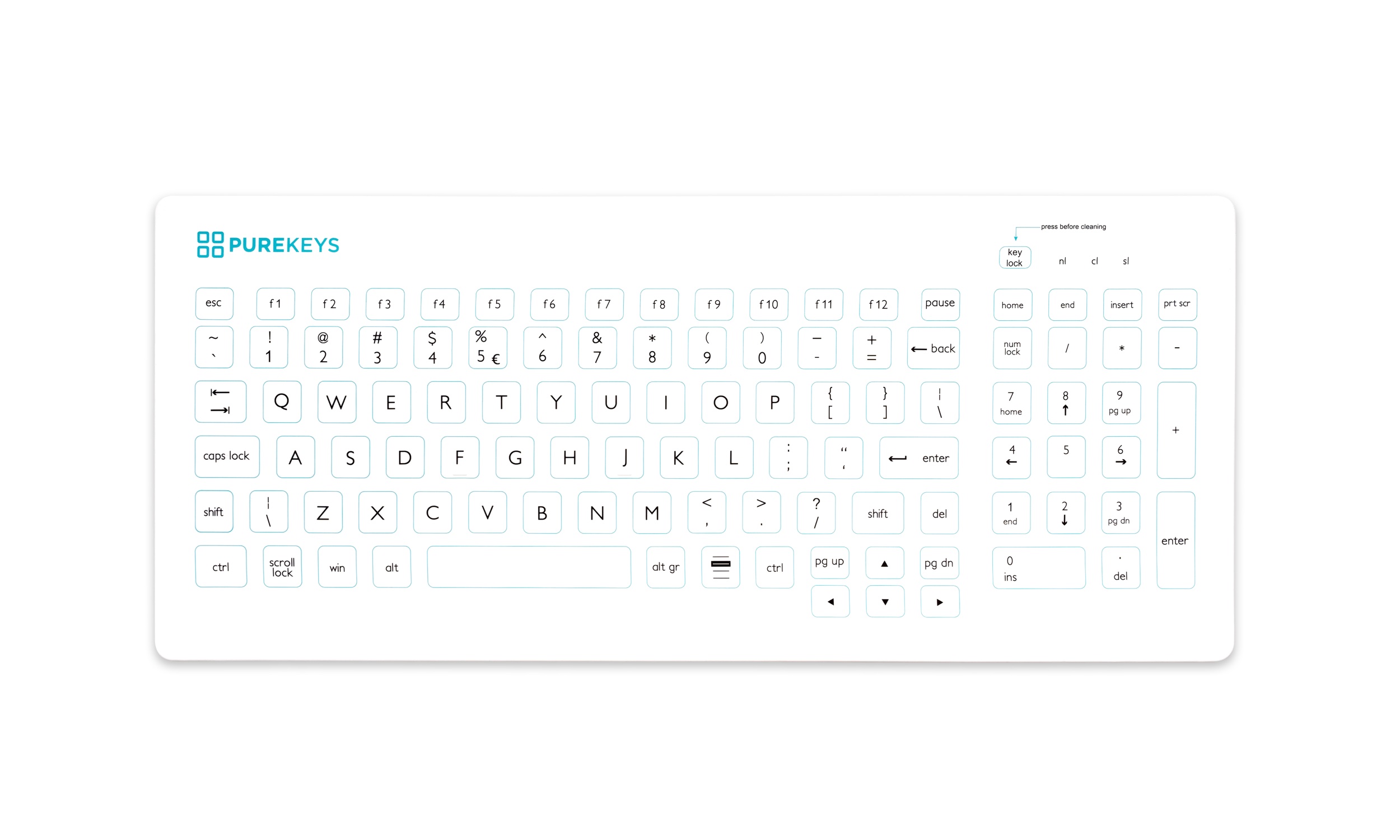 PureKeys Compact FA medisch toetsenbord, wit