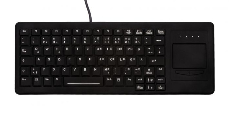 Compact medisch toetsenbord met touchpad, zwart